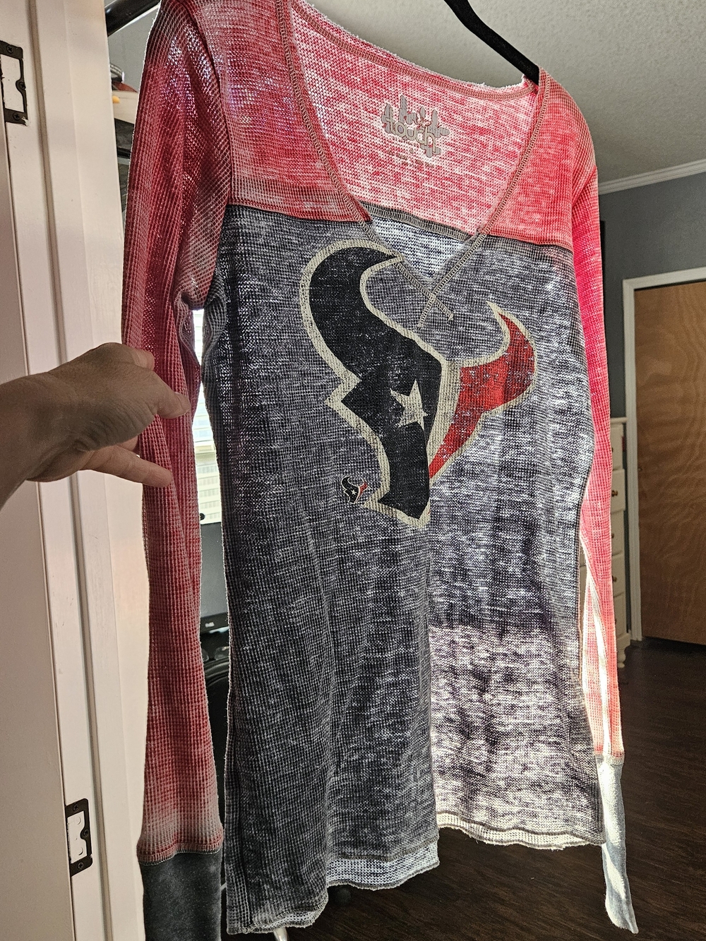 Touch by Alyssa Milano Houston Texans Long Sleeve Top - Red & Navy